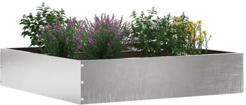 vidaXL Raseneinfassung 6 pcs Silber 60 x 60 x 13 cm Edelstahl, Garten und Terrasse, Moderne Metallkante, Landschaftsdivider, Rasenbarriere, strapazierfähige DIY-Installation