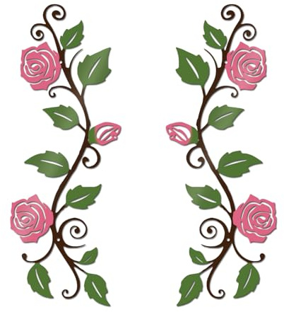 DUOOLN 2 Stück Metall Rose Baum Blatt Wanddekoration, lange Eisen-Schnörkel-Ranke Wandkunst, rustikales Hängeschild, Blumen Skulptur für über der Tür Wohnzimmer Büro Innen Außen dekoration -Rosa