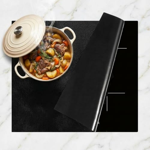 Induction Hob Protector Mat Silicone Magnetic Cover 63x51cm Heat Resistant | 63x51cm silicone hob cover with magnetic backing, protects induction cooktops from scratches and heat