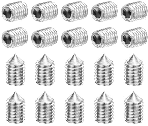 QUARKZMAN 40Stk Madenschrauben M5x8mm 304 Edelstahl Für Maschinen Silber | Spitzen-Sechskant-Hohlschrauben, Hausreparaturen Und Befestigungselemente