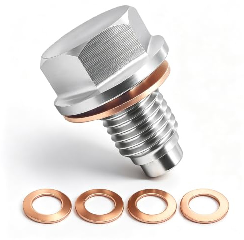 Ölablassschraube Magnetische mit Magnetische Dichtung Ölwannenablassmutter - Ölablassschraube M12 x 1,5 Ventil, Ölwannendichtung und Ölwannenschraub für Die Meisten Autos, mit 5 Ölwannen Dichtung