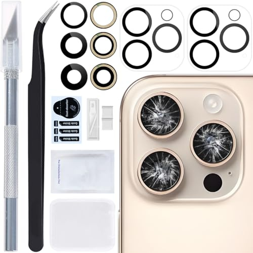 ZHUROUPU Bakre bakre kamera glaslins ersättning för iPhone 16 Pro Max/16 Pro med förinstallerat lim, 2 set härdat glas kameralinsskydd för iPhone 16 Pro Max 6,9 tum och 16 Pro 6,3 tum