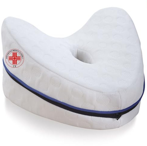 REMEDIA ONE Cuscino per Gambe e Ginocchia Sagomato, Memory Foam Sfoderabile | Cuscino Gambe per Dormire sul Fianco, Supporto Posturale per Allineamento Colonna e Mal di schiena, Rivestimento Lavabile