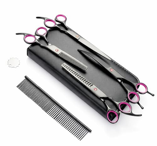 EVERGOODS 6PC Pet Grooming Scissors Set Titanium Coated Stainless Steel