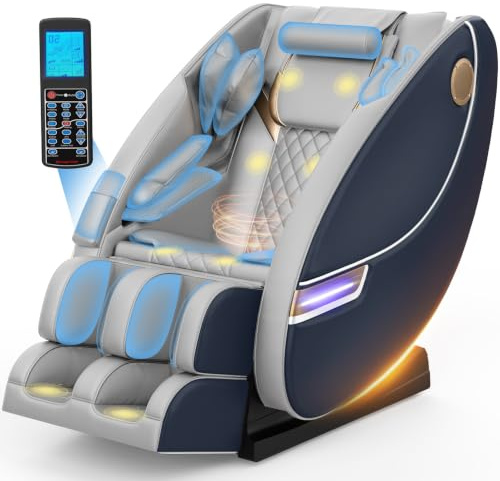 Gegcucey Massagesessel, Ganzkörper-Massagesessel mit 14 Massagepunkten und 8 Airbags, Lenden- und Beinheizung, Bluetooth-Lautsprecher, Fußrollenmassage, Elektrischer massagesessel für das Homeoffice