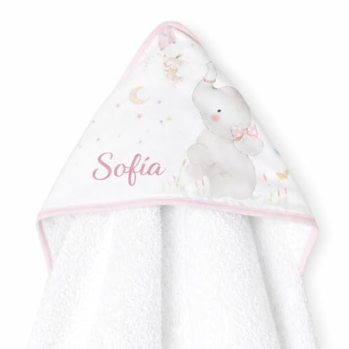 Capa de Baño Bebe Personalizada 0 a 3 Años Toalla 100% Algodon con Capucha