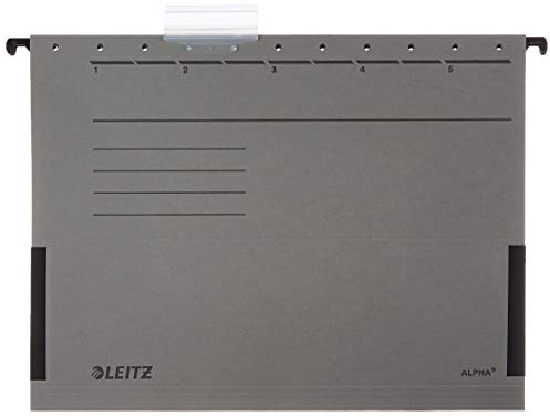 Leitz Alpha 19863085 upphängningsfiler färgade spånskivor sidokrokar grå 5-pack