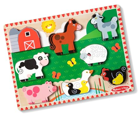 Melissa & Doug 13723 Farm Chunky Puzzle | Puzzles | Wooden Toy | 2+ | Gift Boy Or Girl, Multicolor, 2.54 Cm*30.48 Cm*23.368