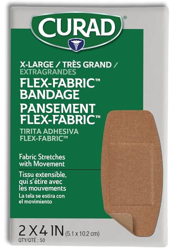 Curad Flex-Fabric Adhesive Bandages with Stretch to Conform to Wounds, 2 x 4 Inches, (50 Count)