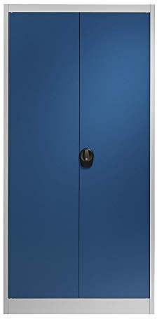 QUIPO Metallschrank mit Flügeltüren - H x B x T 1950 x 950 x 420 mm, Grau, Stahl, Büroschrank, Heimbüro, Klein