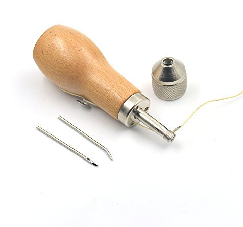 Un conjunto único punto de coser costura punzón herramienta aguja DIY de piel costuras Craft hilo mano