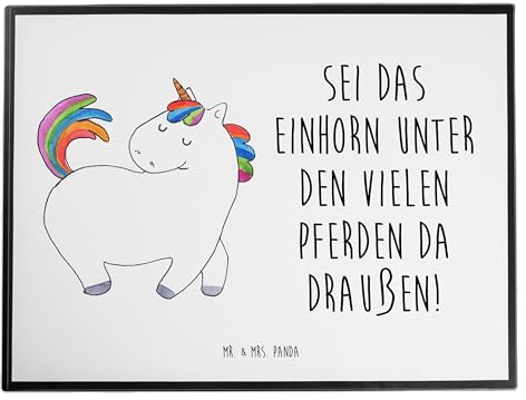 Mr. & Mrs. Panda Schreibunterlage Einhorn Stolzieren - Geschenk, tischmatte, Schreibtischauflage, schreibtischunterlage, Reiter, Reiten, schreibtischunterlagen, Einhörner, Pferd, tischauflage, Unicorn