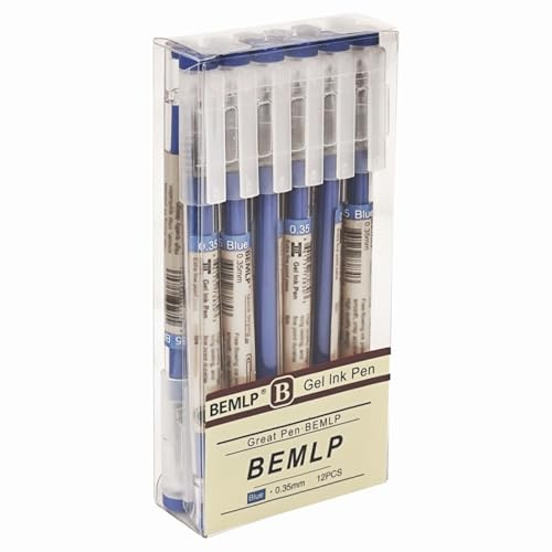 Bolígrafo de tinta de gel extra fino de 0,35 mm, bolígrafo líquido azul, de secado rápido, bolígrafo para hacer escuela, oficina, estudiante, escritura, papelería, suministro, 12 unidades, juego azul