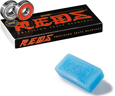 Bones Reds Skateboard-Kugellager mit blauem CCS Skate-Wachs, 8 Stück