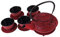 lachineuse - Service à Thé en Fonte Dragon Chinois - 1 Théière, 4 Tasses en Fonte & Filtre Infuseur - Capacité 0,8L - Décoration Japonaise Asiatique - Idée Cadeau Vaisselle Japonaise - Coloris Rouge