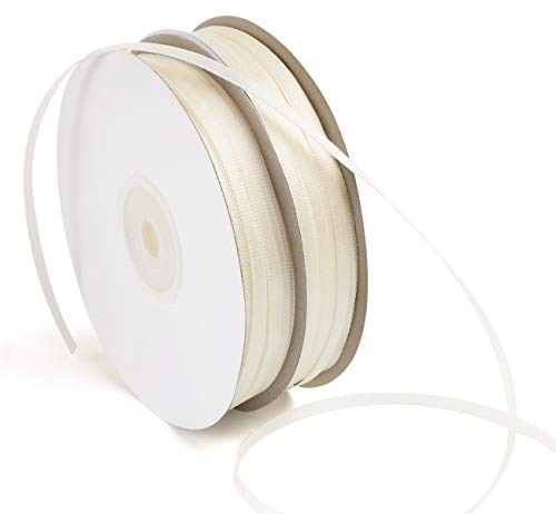 ABSOFINE Satinband 150M Doppelsatinband Beige 3mm Schleifenband Geschenkband Hochzeit Dekoband Geschenkband Antennenband