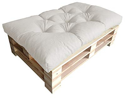 chilly pilley Cuscino Trapuntato Per Mobili In Pallet Riempito Con Fiocchi Di Schiuma Per Divano Per Schienale Per Sedile Laterale Set (Cuscino Del Sedile 120 X 80 Avorio)