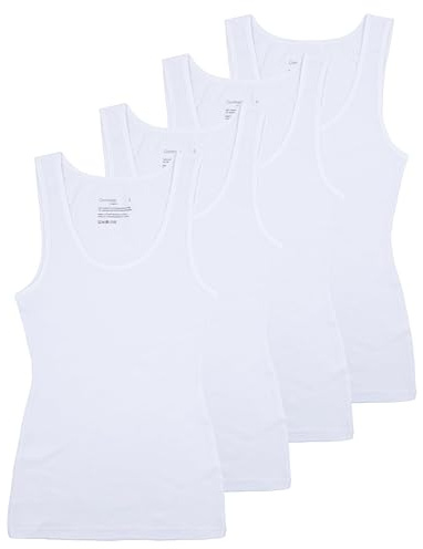Comfneat Women's 4-Pack Slim-Fit Tank Tops, White, M