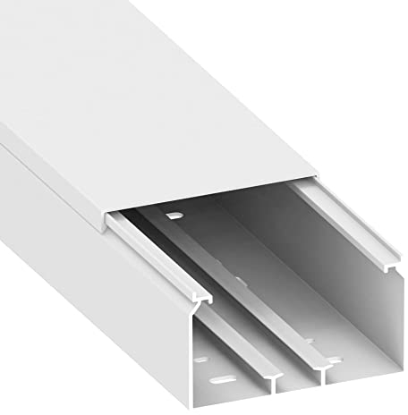 Habengut CC10116 Kabelkanal (mit Montagelochung im Boden) 60x110 mm aus PVC, Farbe: Weiß, Länge 1 m