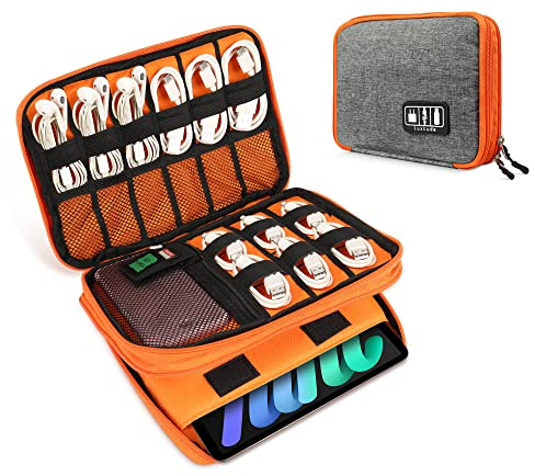 Luxtude Doppelte Kabeltasche Organizer, Kompakt Elektronik Kabel Organizer Tasche, Reise Kabelorganisation Tasche, Tech Cable Organizer Bag für Accessories Handy Ladekabel/USB