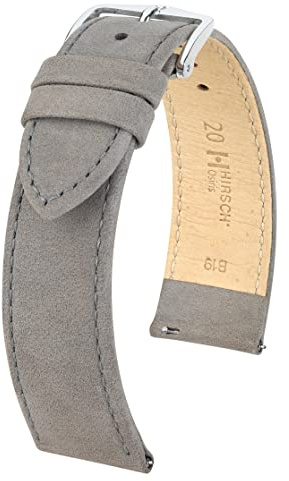 Hirsch Unisex Uhrenarmband Nubukleder Modell Osiris 18 mm Grau