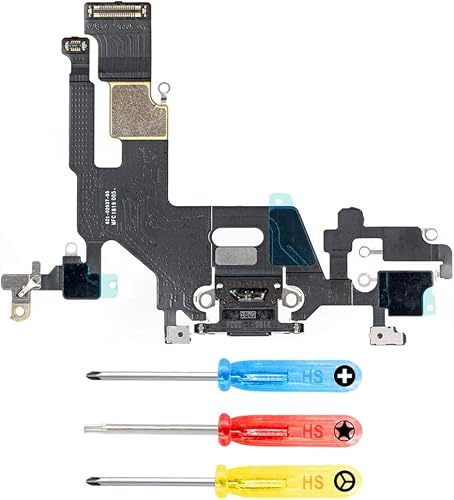 MMOBIEL Connettore Dock Compatibile con iPhone 11 2019 - Presa di Ricarica Cavo Flessibile - Audio Jack/Microfono/Antenna di Ricambio - Incl. Cacciaviti - Nero