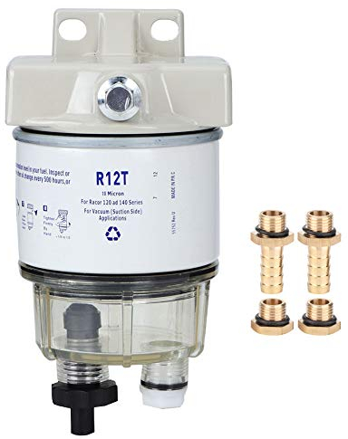 Filtre à carburant, R12T 30 GPH Filtre A Gasoi,filtre a essence séparateur d'eau de Filtre À Essence Décantation Bateau en plastique de Rotation marine de bateau adapté pour le pétrolier de hors-bord