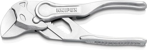KNIPEX Tenaza llave XS alicate y llave en una sola herramienta en blister cromado superficie rugosa y en relieve 100 mm, 86 04 100 BK