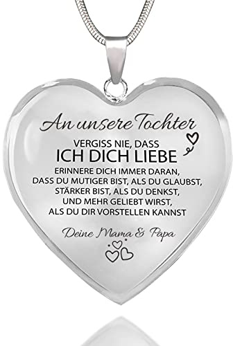 HAYOUWAY Geschenke für Mädchen Tochter Kinder Frauen Kette Herz Personalisierte Ketten Teenager Mädchen Geschenke An Meine Töchter Kette Mutter Vater Tochter Geschenk Geburtstagsgeschenk für Mädche