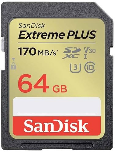 SANDISK - CARDS EXTREME PLUS 64GB SDHC MEMORY CARD 170MB/S 80MB/S UHS-I CLASS