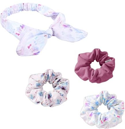 Disney Frozen Beauty-Set für Mädchen, Enthält 1 Bandana, 3 Haargummis, Elsa-Haarschmuck-Set für Mädchen, Geschenk für Mädchen - Rosa