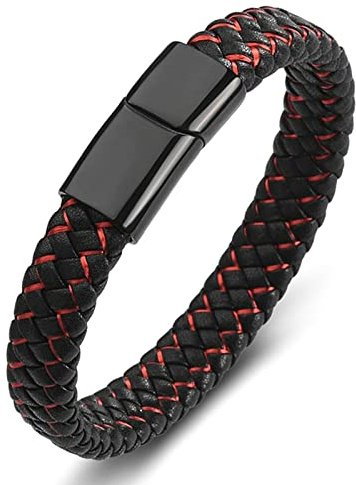 Dsnyu Leder Armreif Herren, Bunt Leder Armbänder Mann mit Magnet Verschluss, Elegant Armband Gothic für Sohn