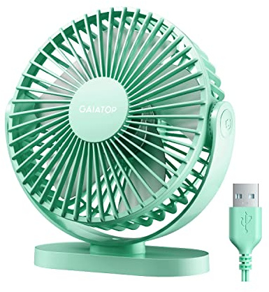 Gaiatop Ventilador de escritorio USB de 5.5 pulgadas, pequeño, silencioso, potente, 3 velocidades, rotación de 90°, mini ventiladores de mesa portátiles personales, refrigeración para el hogar