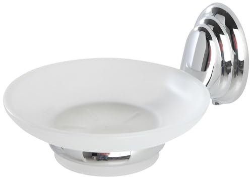 Briconess.com Jabonera de pared cromada y platillo de cristal satinado fácil