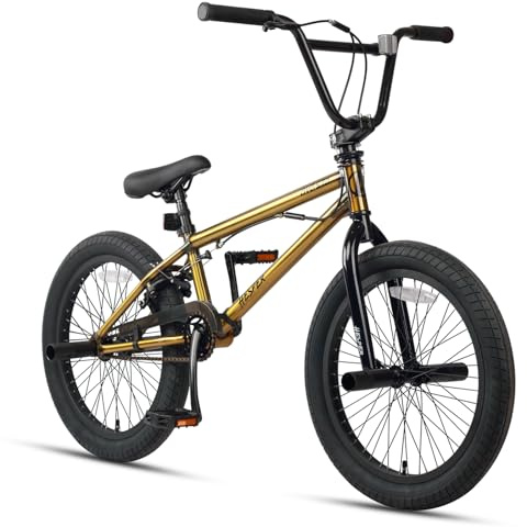 AVASTA Hesper 20 tums barncykel Freestyle BMX med 4 hjul cyklar för 6–14 år gamla pojkar och nybörjare, guld