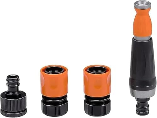 BLACK+DECKER Ensemble Raccord Tuyau d'Arrosage 4 Pièces - pour Tuyau d'Arrosage - avec Bouchons d'Arrêt et Entretoise - Noir/Orange