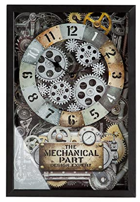 Casablanca Moderne Wanduhr Zahnräder - aus Metall und Glas - 27,5 x 40,5 cm - für 4 x AA Batterien (Nicht im Lieferumfang enthalten)