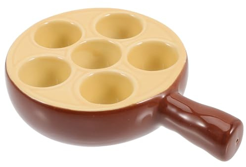Kichvoe Keramik Schneckenplatte Mit Griffen 6Er Escargot Servierbrett Ofenfest Rutschfest Für Meeresfrüchte Gourmetgerichte 6.30X4.45X1.26In Backform