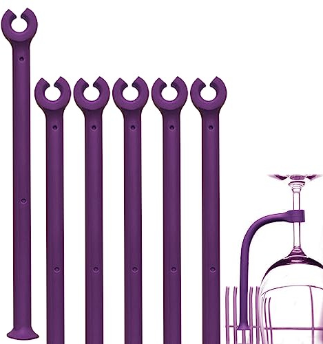 HJYZY 21cm Geschirrspüler Weinglashalter Geschirrspülmaschinenaufsatz Protector Tether Schutz von Weingläsern vor Beschädigung in der Spülmaschine 6 Stück（Lila）