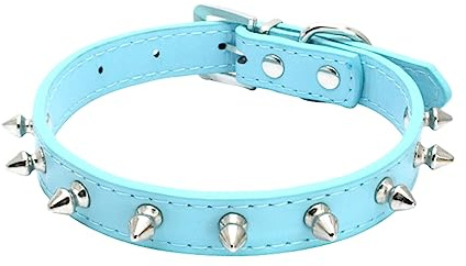 haoyueer Hundehalsband aus Leder, mit Nieten, Pilze, Nieten, Katzenhalsband für kleine und mittelgroße Hunde, Katzen, Welpen, Kitty (XS, Blau)