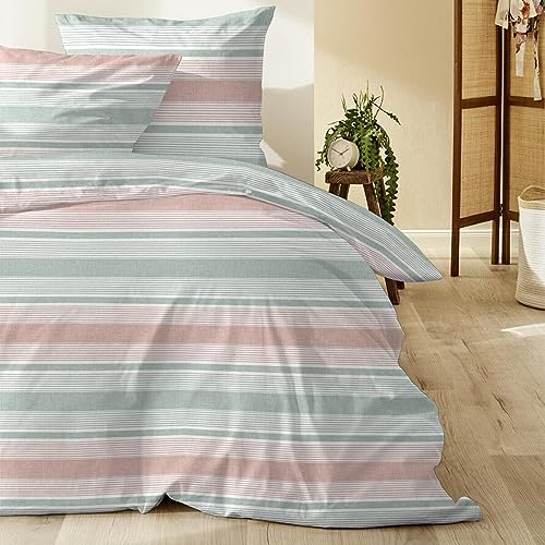 Hahn Biber Bettwäsche Ben grau 1 Bettbezug 135 x 200 cm + 1 Kissenbezug 80 x 80 cm