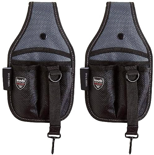 kwb Werkzeug-Gürteltasche aus Nylon mit 2 großen und 3 kleinen Fächern, Hammerschlaufe und Schlaufe mit Karabinerhaken (Packung mit 2)