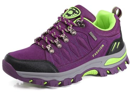 Sudychen Chaussures de Randonnée pour Femme Légères 36-42EU | Baskets Basses, Respirantes, Antidérapantes, Extérieur, pour le Camping et la Course à Pied, Noir Gris Violet Rose