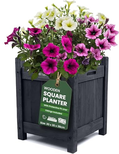 My Garden Planter Square Heavy Duty Light Weight Wooden Planter Pot Decking Wooden Planting Box Easy To Assemble Ideal For Plants Shrubs Flowers