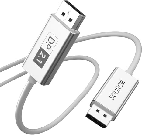 Cavo DisplayPort 2.1 in fibra ottica da 5 m [16K @ 60Hz, 8K @ 120Hz, 4K @240Hz] 40Gbps Gaming Monitor DP 2.1 cavo compatibile con NVIDIA GeForce RTX 4090 e AMD Radeon RX 7900 XTX – Supporto FreeSync