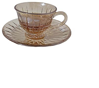 Espressotasse, Party-Teetassen, Trophäen-Kaffeetassen und Untertasse aus Glas, 130 ml, glatte Latte-Milch-Espressotassen, Trinkbecher, Frühstücks-Pinetea-Tasse, Smoothie-Becher mit Henkel for Bierbech