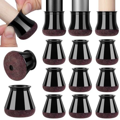 Gommini per sedie |16 PZ|14-20MM|✮GARANZIA A VITA✮- Feltrini per sedie rotondi, proteggono il pavimento, riducono il rumore | Tappi per sella, feltro spesso anti-graffio | Silicone Durevole, Nero