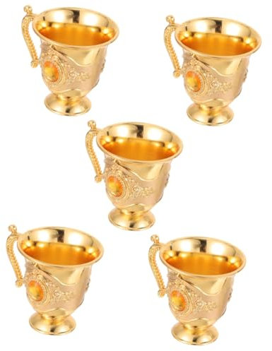 MAGICLULU 5 Pezzi di Bicchieri da Vino Piccoli in Metallo con Motivo Floreale Bicchieri da Vino Isolati Decorativi Bicchieri Riutilizzabili per Casa E Ufficio
