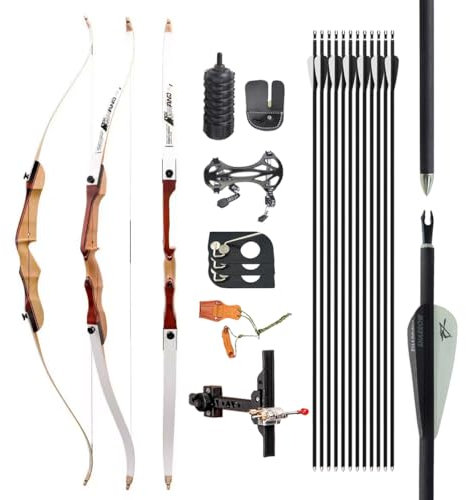 surwolf Wettkampf Recurve Bogen 48/54/66/68zoll 10~38lbs Anfänger RecurveBogen und Pfeil Set Jagd Bogen Langbogen für Bogensport Bogen Rechtehand (68-bogens Set, 30lbs)