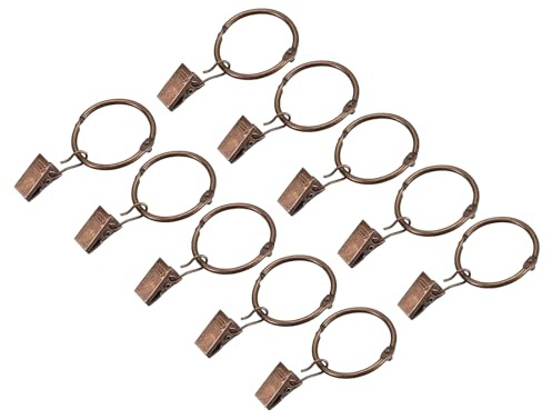 sourcing map Vorhangringe mit Clips, 40 Stück, Vorhang-Clip-Ringe, 2,5 cm, Vorhang-Clip-Ringe für Gardinenstange (Kupfer)